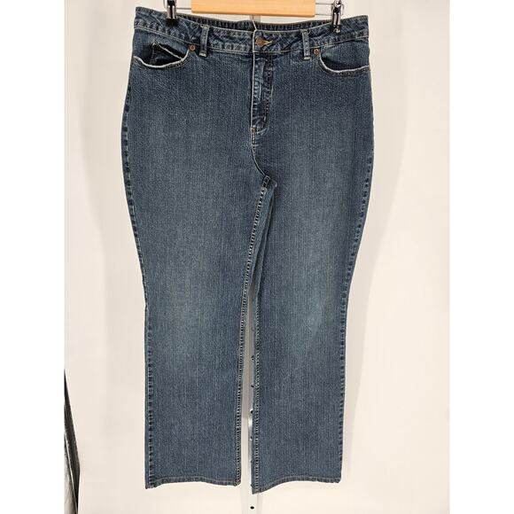 Caslon Women's Blue Button Closer Mid Rise Straight Leg Zip Up Jean Size 16 - Picture 1 of 4